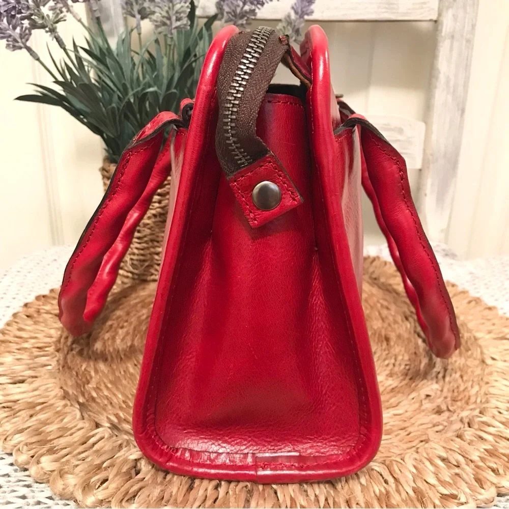 Patricia Nash Italian Leather Paris Satchel Berry Red